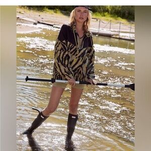 Free People Movement Walk the Line Animal Print Pullover Womens Medium